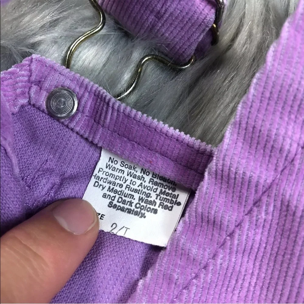 Vintage Oshkosh Bgosh Toddler Girls Purple Corduroy Jumper Dress